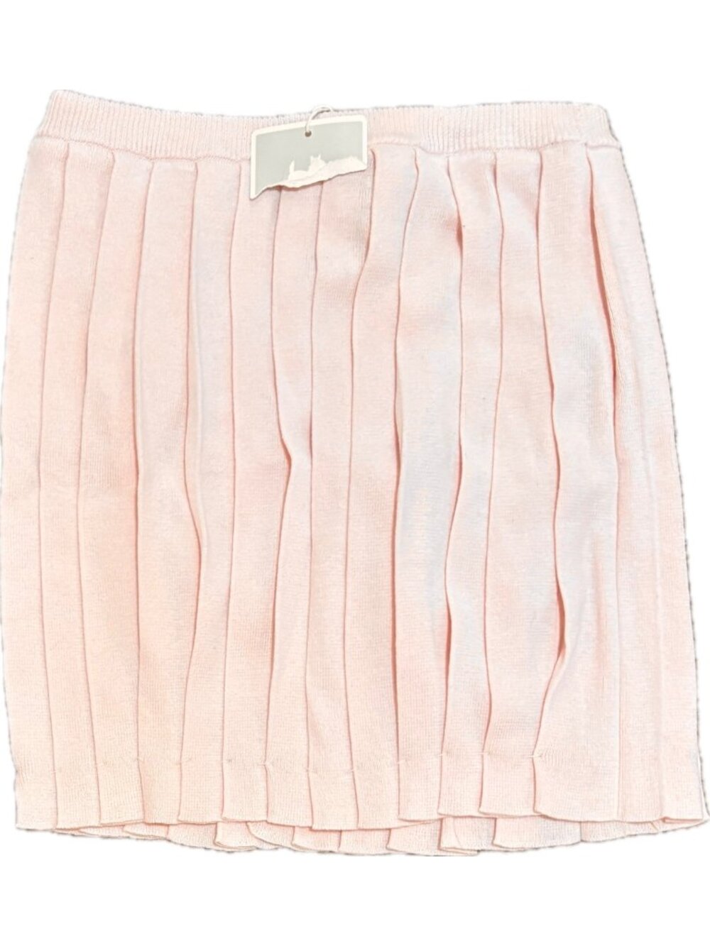 VTG NWT Best & Co 6 Pleated Sweater Skirt Pale Pink Knit Luxury Elastic Waist